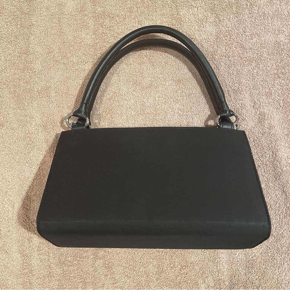 Sleek Black Structured Shoulder or Hand Bag with Smooth Finish by Miche